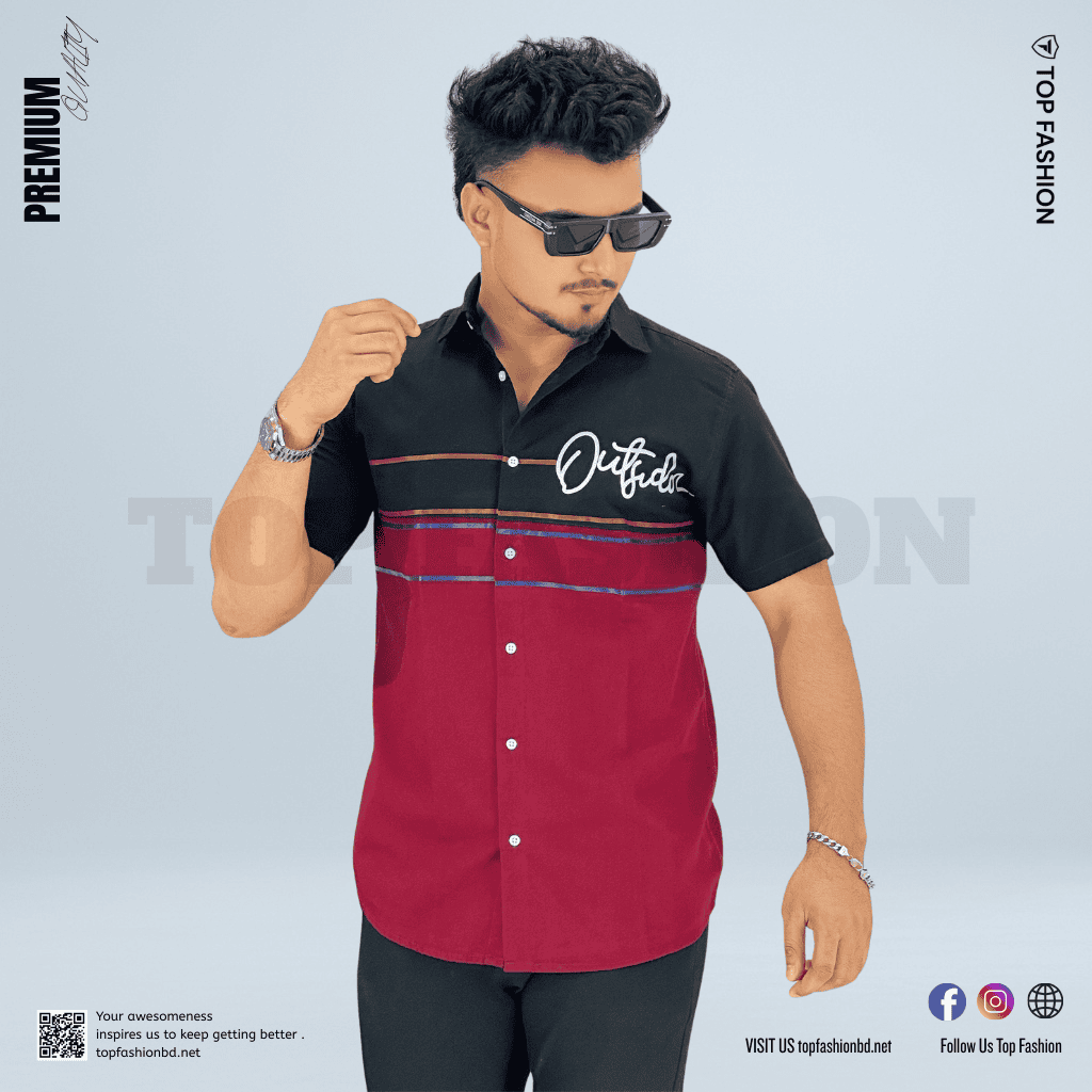 HALF SHIRT BLACK & MERRON CODE-04