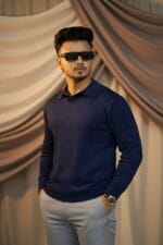 MEN'S  DIAMOND KNIT POLO NAVY CODE-KP96