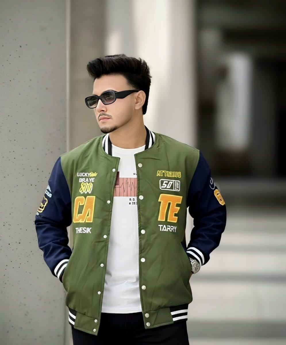 VARSITY JACKET OLIVE CODE-VJ03