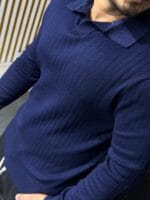 MEN'S  DIAMOND KNIT POLO NAVY CODE-KP96 - Image 2